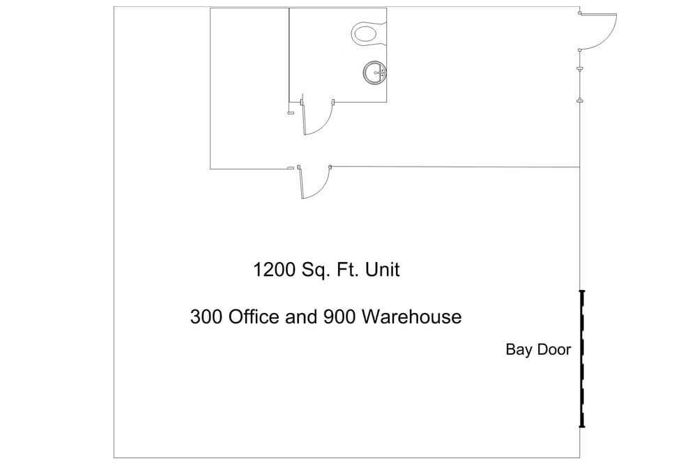 1200 Square Foot Flexible-Use, 200 SF of Office, 1000 SF of Warehouse